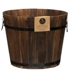 Large Burntwood Barrel Planter
