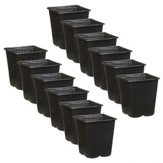 B&M Black Plant Pots 12pk - Image 2