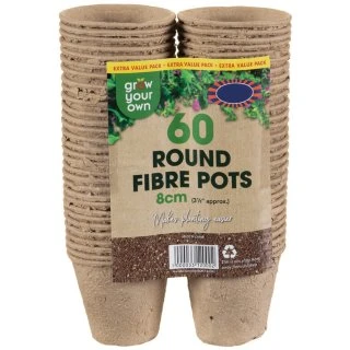 B&M Round Fibre Pots 60pk