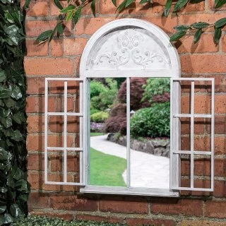 B&M Shutter Door Arched Garden Mirror - Image 2