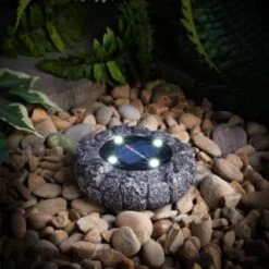 Stone Effect Ground Solar Light - Dark Grey