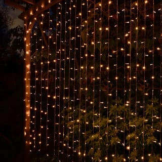 Solar Powered LED Curtain 180cm - 266 Warm White Lights