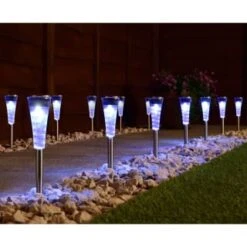 Solar Powered Stainless Steel Post Lights - Cool White 15pk