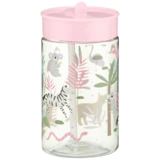 B&M Little Safari Kids Cup With Straw Lid - Pink - Image 2