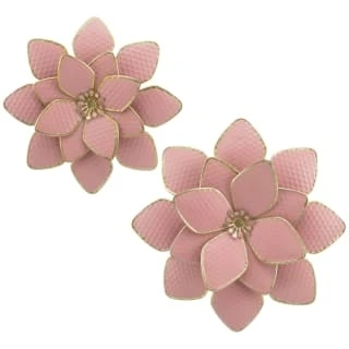 B&M Flower Wall Plaques 2pk - Pink - Image 2