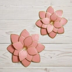 B&M Flower Wall Plaques 2pk - Pink