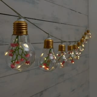 10 Solar Floral Lightbulb String Lights