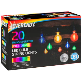 Eveready Mains Powered LED Bulb String Lights 20pk - Multicolour - Image 3