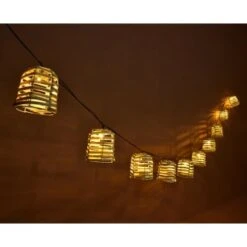 B&M 10 Solar Rattan Effect String Lights