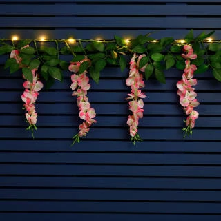 Artificial Wisteria Garland With 20 Solar LEDs