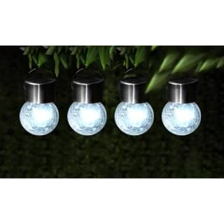 Crackle Glass Hanging Solar Lights 4pk