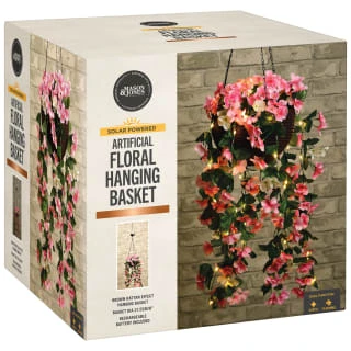 Solar Powered Artificial Floral Hanging Basket - Image 5